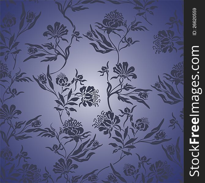 Blue Floral seamless background