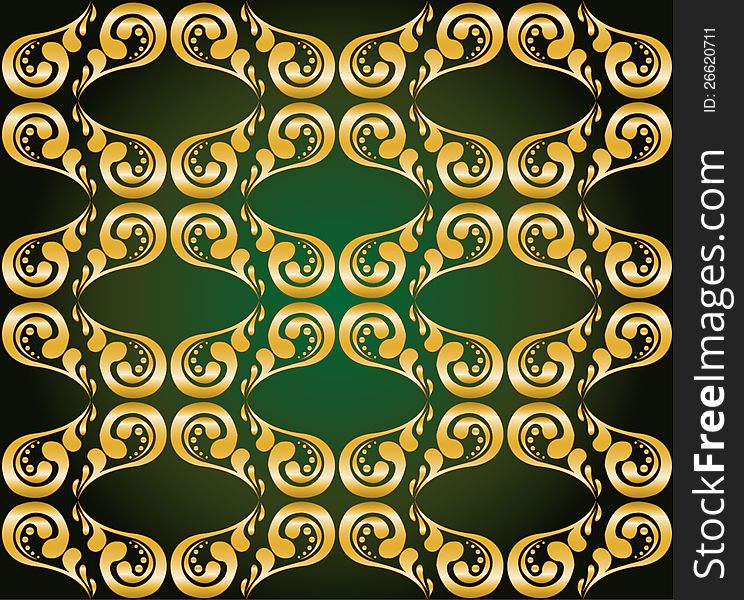 Gilded Ornament On Green