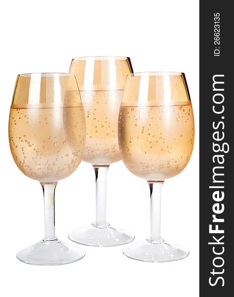 Three glasses on the isolated white background