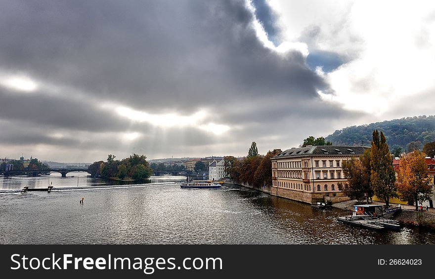 Solar lighting River in Prague