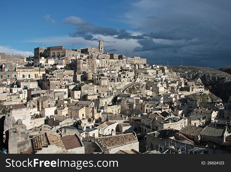 Famous stones of Matera - Sassi. The oldest part of the city. Famous stones of Matera - Sassi. The oldest part of the city