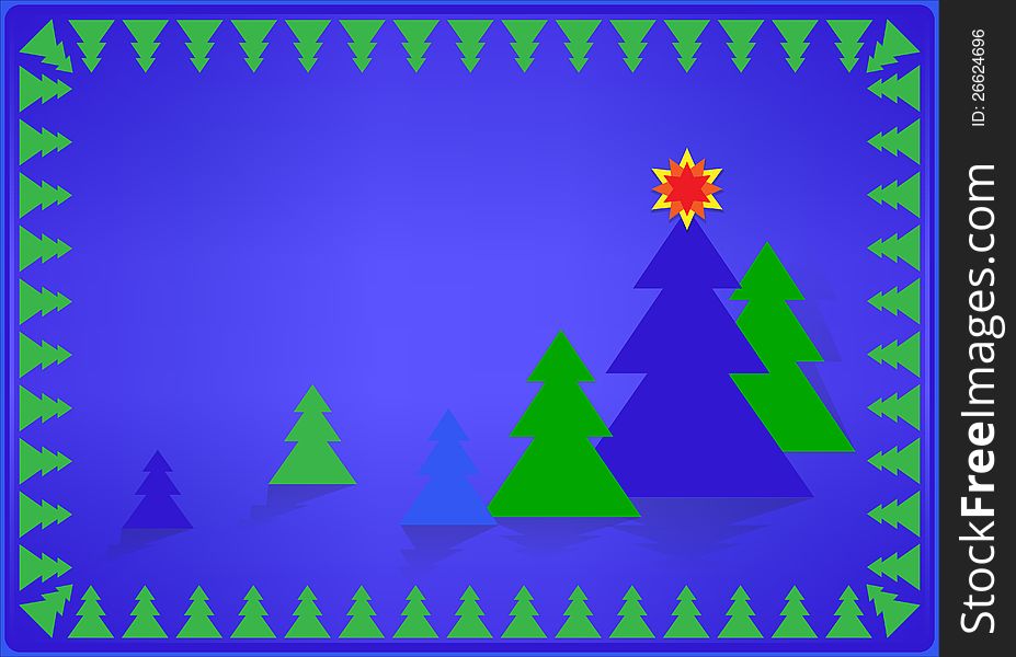 Card with Christmas blue and green color combination. Card with Christmas blue and green color combination