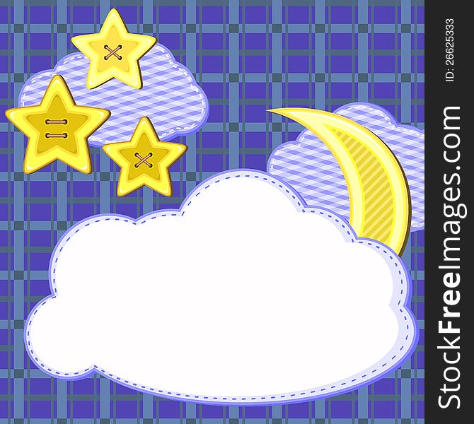 Scrapbook styled card with night sky and stars. Scrapbook styled card with night sky and stars