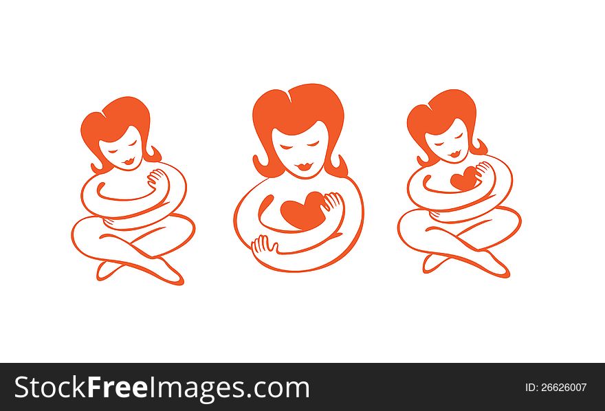 Vector illustration of seated stylish woman embracing. Vector illustration of seated stylish woman embracing