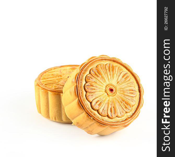 Chinese moon cake on white background