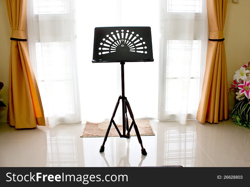 Music stand in home for musician