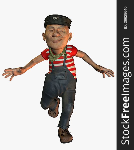 3D rendering of a funny old seaman. 3D rendering of a funny old seaman