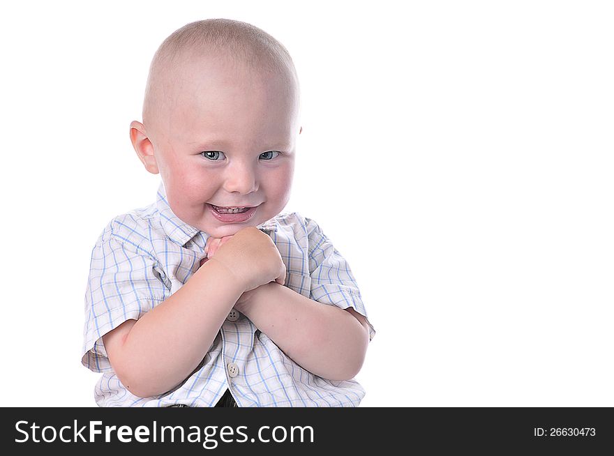 Portrait of a smiling baby isolated on white background. Portrait of a smiling baby isolated on white background