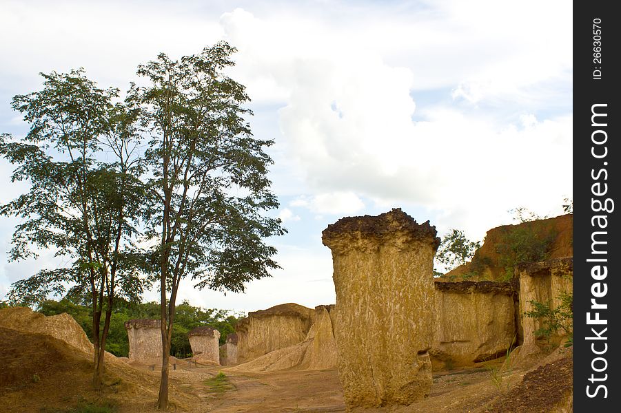 Soil columns in national park, North of Thailand