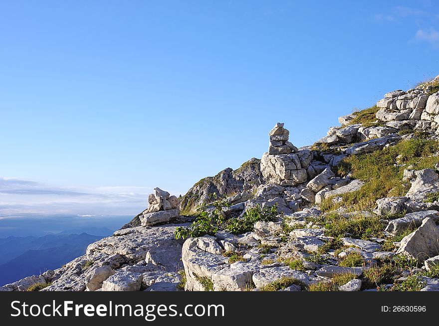 Early morning high in the mountains in summer near the Sochi