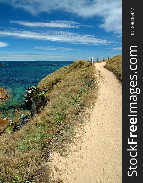 Sandy path along the rocky Atlantic coast. Sandy path along the rocky Atlantic coast.