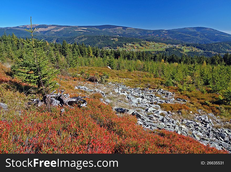 Landscape in mountains Krkonose near of the hill Zaly. Landscape in mountains Krkonose near of the hill Zaly.