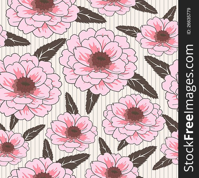 Vector seamless pattern with garden dahlia flowers. Vector seamless pattern with garden dahlia flowers