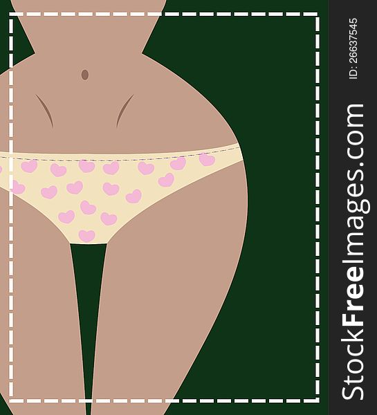Vector illustration of girl in underwear, front