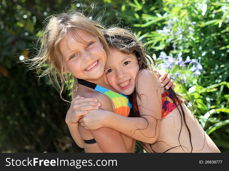 Portrait of two smiling little girls. Portrait of two smiling little girls