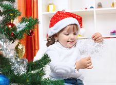 Girl In The Hat Of Santa Claus Royalty Free Stock Image Girl In The Hat Of Santa Claus Royalty Free Stock Image