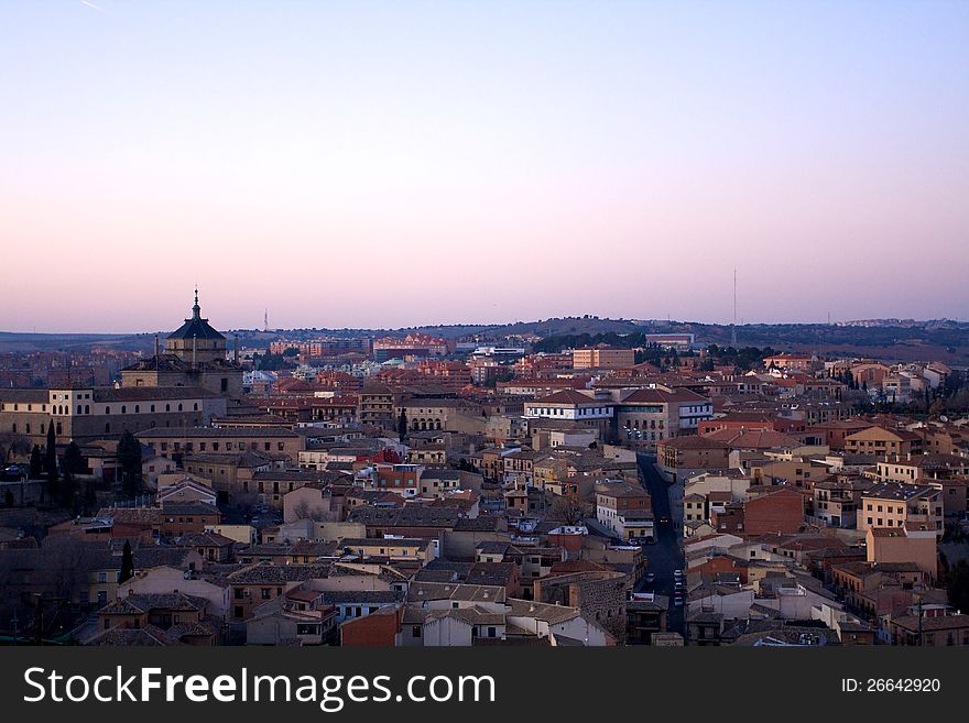 Nightfall view of Toledo