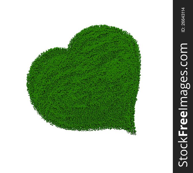 Illustration of an abstract grass heart on white background