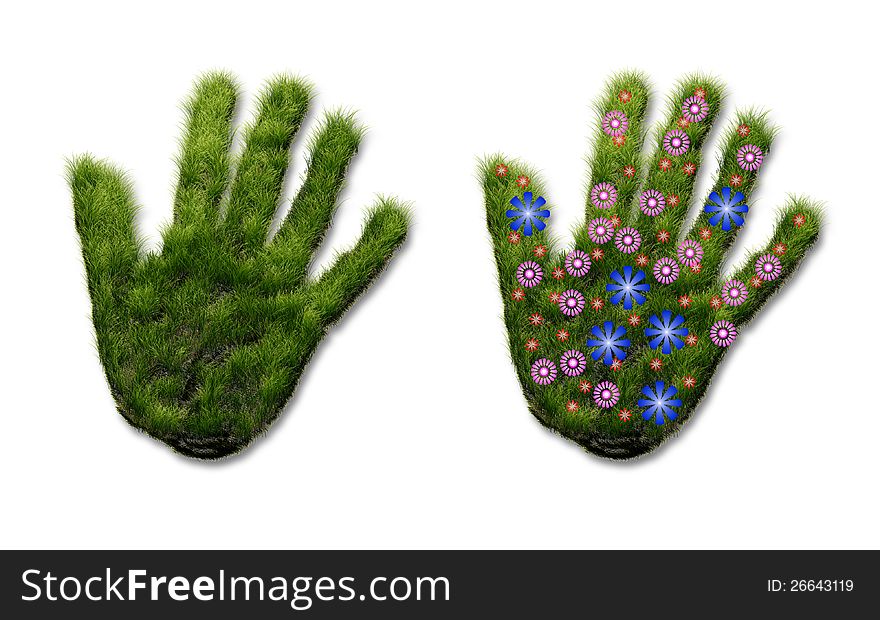 Hand Print Of Grass