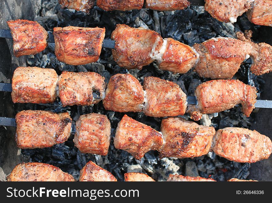 Tasty delicious fried meat closeup