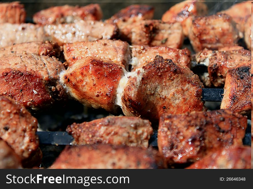 Tasty delicious fried meat closeup