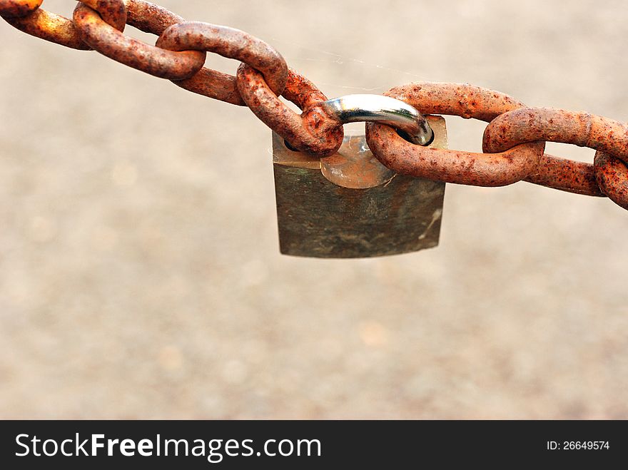 Rusty Old Lock And Chain.