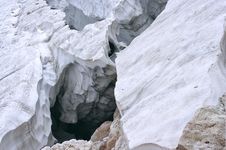 Deep Crack In The Glacier Stock Image