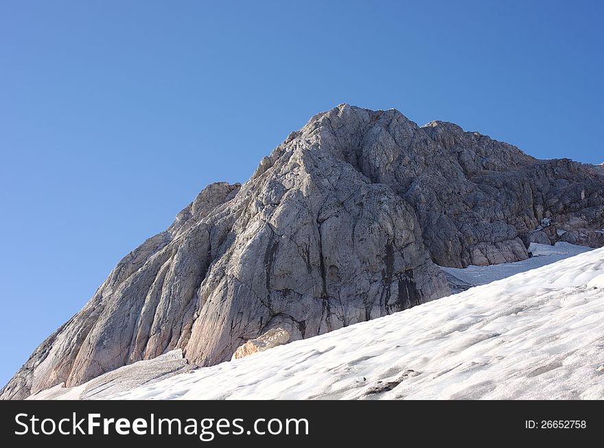 Mountain peak Fisht and glacier on his slope near the  Sochi