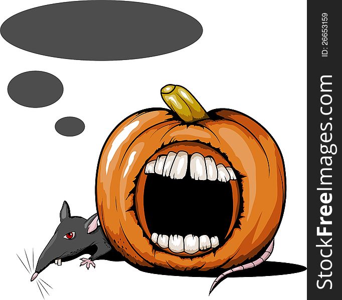 Vector illustration with spooky halloween pumpkin