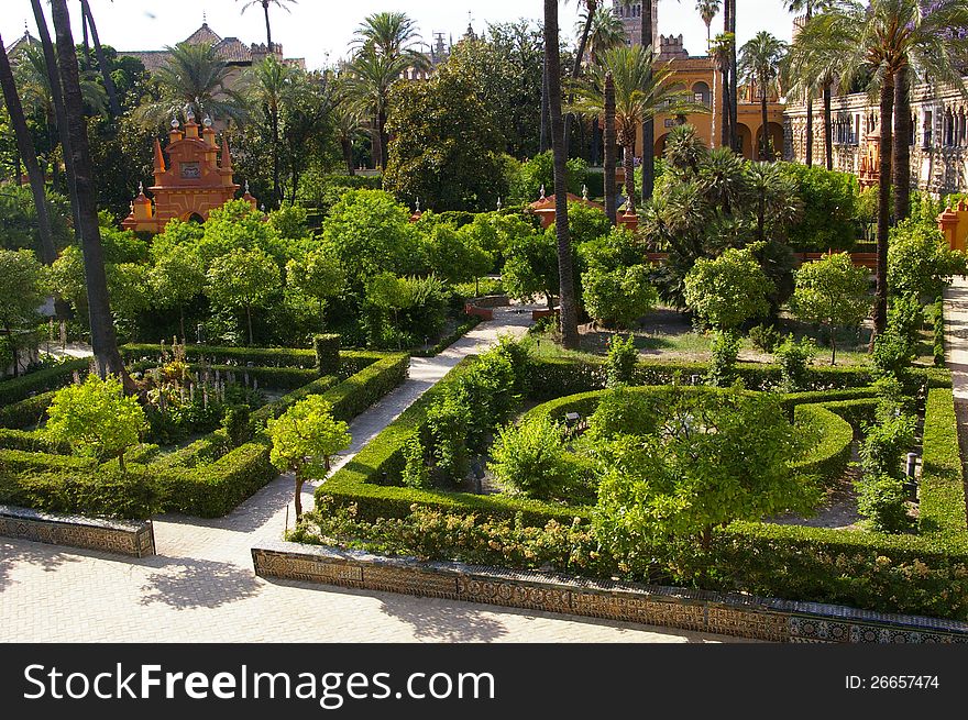 Gardens of Moorish Palace in Seville, Spain. Gardens of Moorish Palace in Seville, Spain