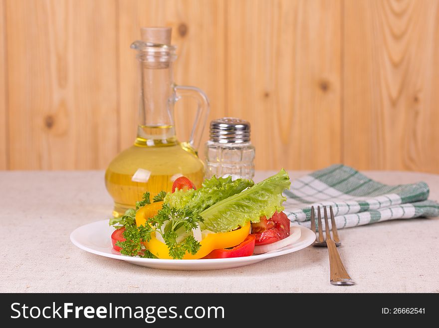 Vegetable salad on the table. Vegetable salad on the table
