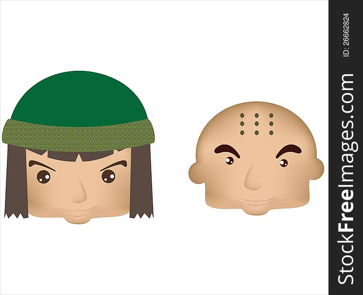 Chinese monk boy and girl mongolian graphic for kids people