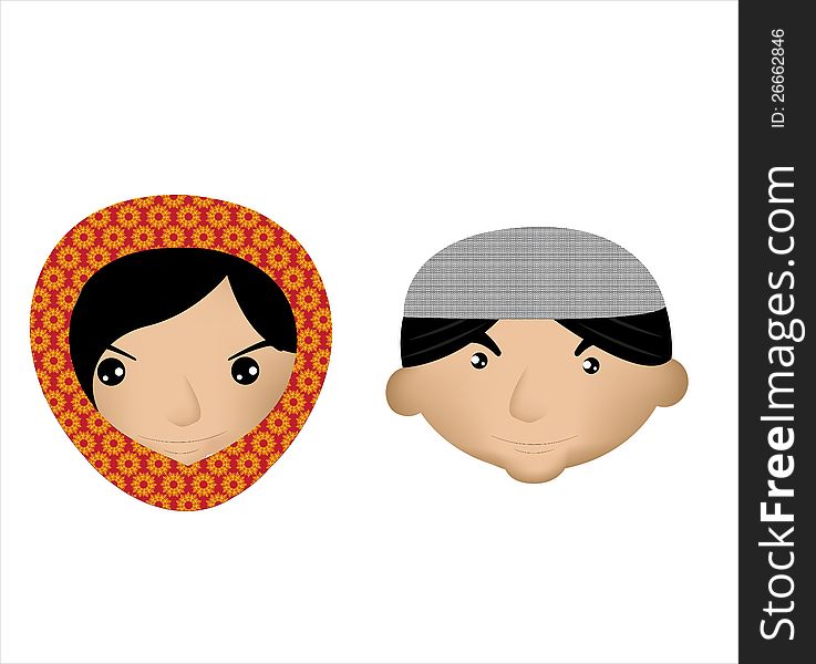 Muslim boy and girl for cute graphic vector muslim and islam