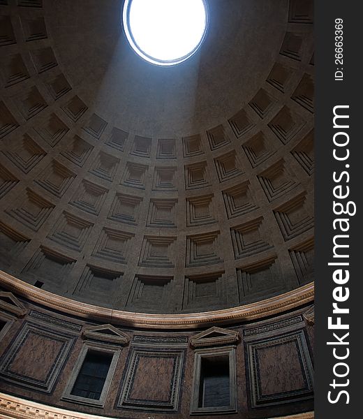 The interior of the Pantheon in Rome. The interior of the Pantheon in Rome