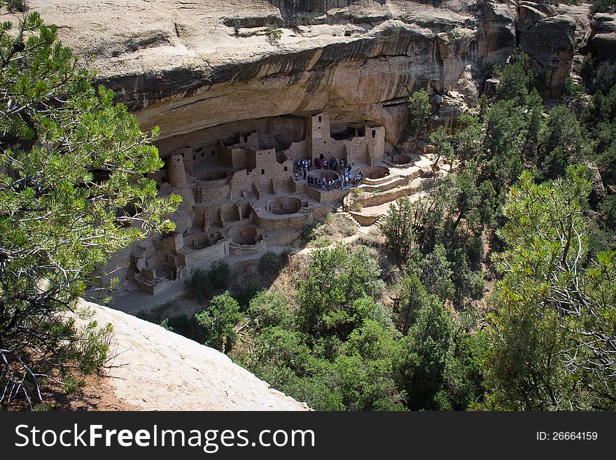 Mesa verde national park,,colorado,USA-august 8,2012:people visit the historic site of cliff palace at mesa verde national park