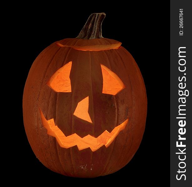 Smiling jack-o-lantern isolated on a black background