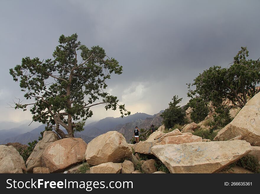 Scenic landscape in the winter of Taif city