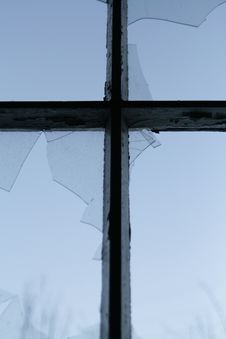 Cross And Broken Window Royalty Free Stock Image Cross And Broken Window Royalty Free Stock Image
