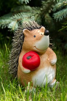 Clay Hedgehog With Red Apple Royalty Free Stock Image Clay Hedgehog With Red Apple Royalty Free Stock Image