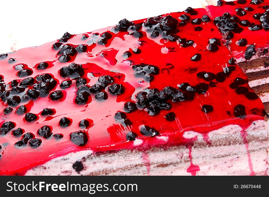 Blueberry cake decorated with red gel