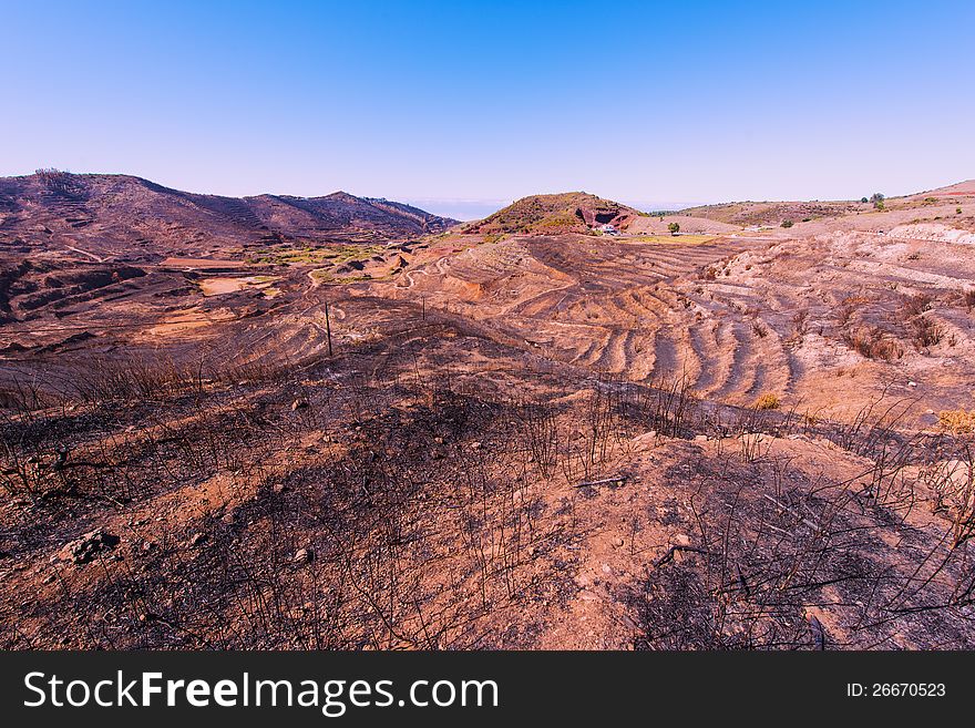 Landscape with the fires in Tenerife. Landscape with the fires in Tenerife