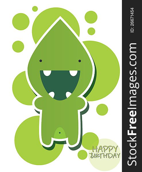 Happy birthday card with cute monsters. Happy birthday card with cute monsters