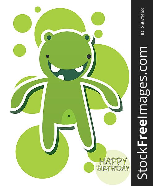 Happy birthday card with cute monsters. Happy birthday card with cute monsters