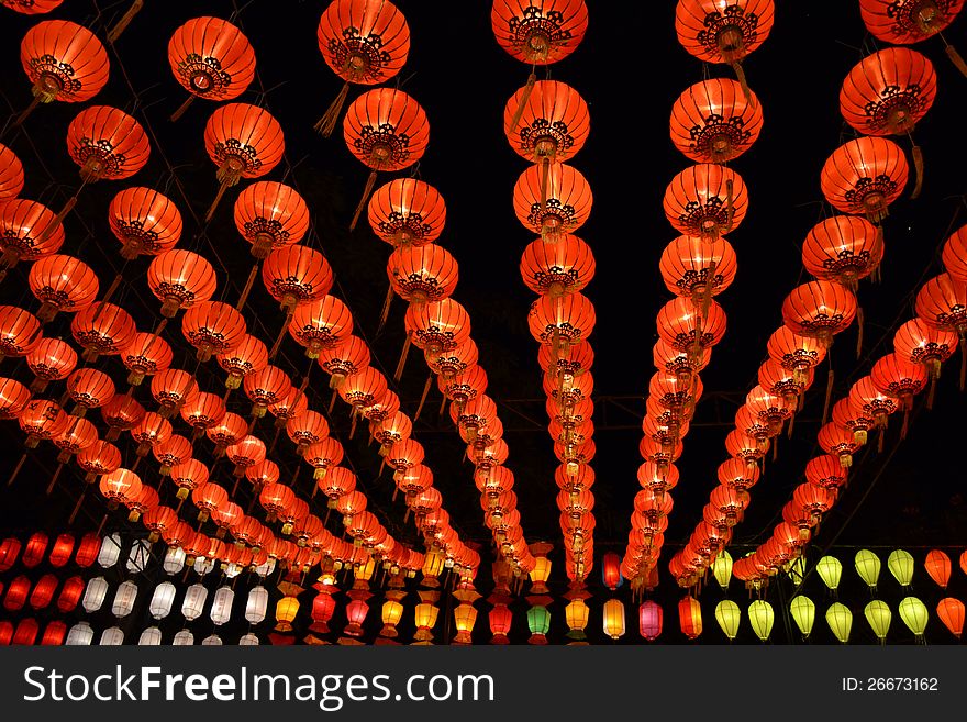 Red lantern, Decorations in LoyKratong festival at Chiangmai, Thailand