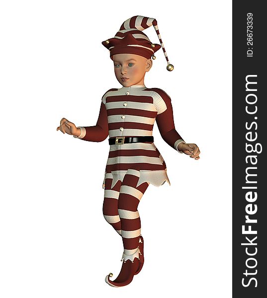 3D Rendering of a little boy as x-mas elf