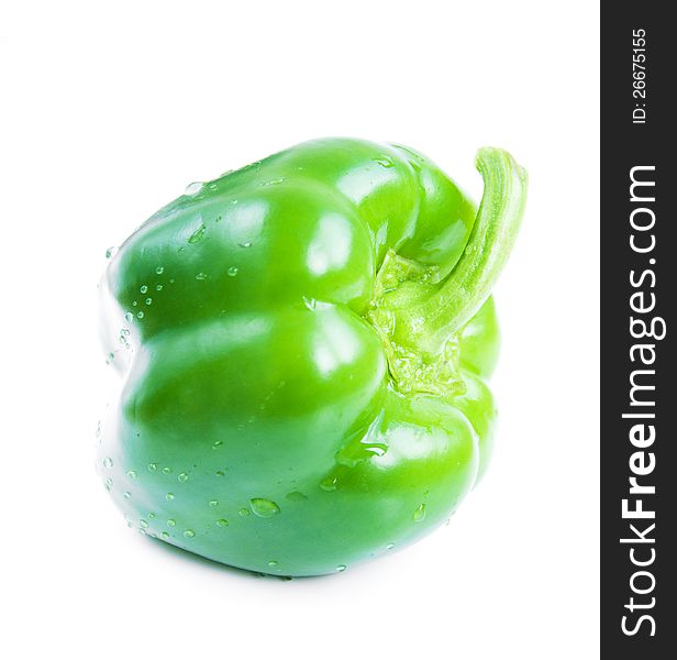 Green Bell Pepper on a white background