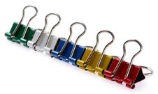 Colored Binder Clips Stock Image