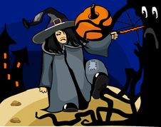 Halloween Witch Casts A Spell In The Forest Stock Image Halloween Witch Casts A Spell In The Forest Stock Image