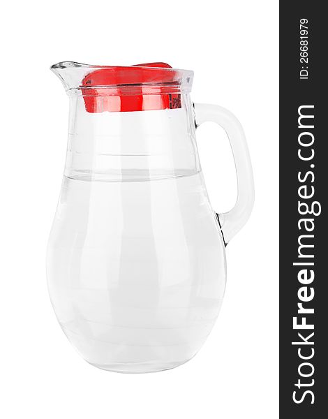 Decanter with water isolated over white