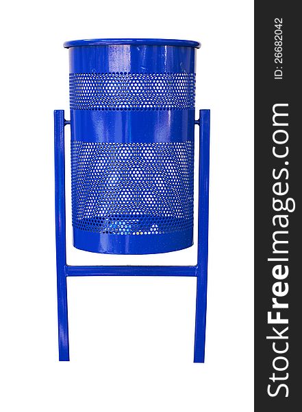 Dark blue refuse bin isolated on a white